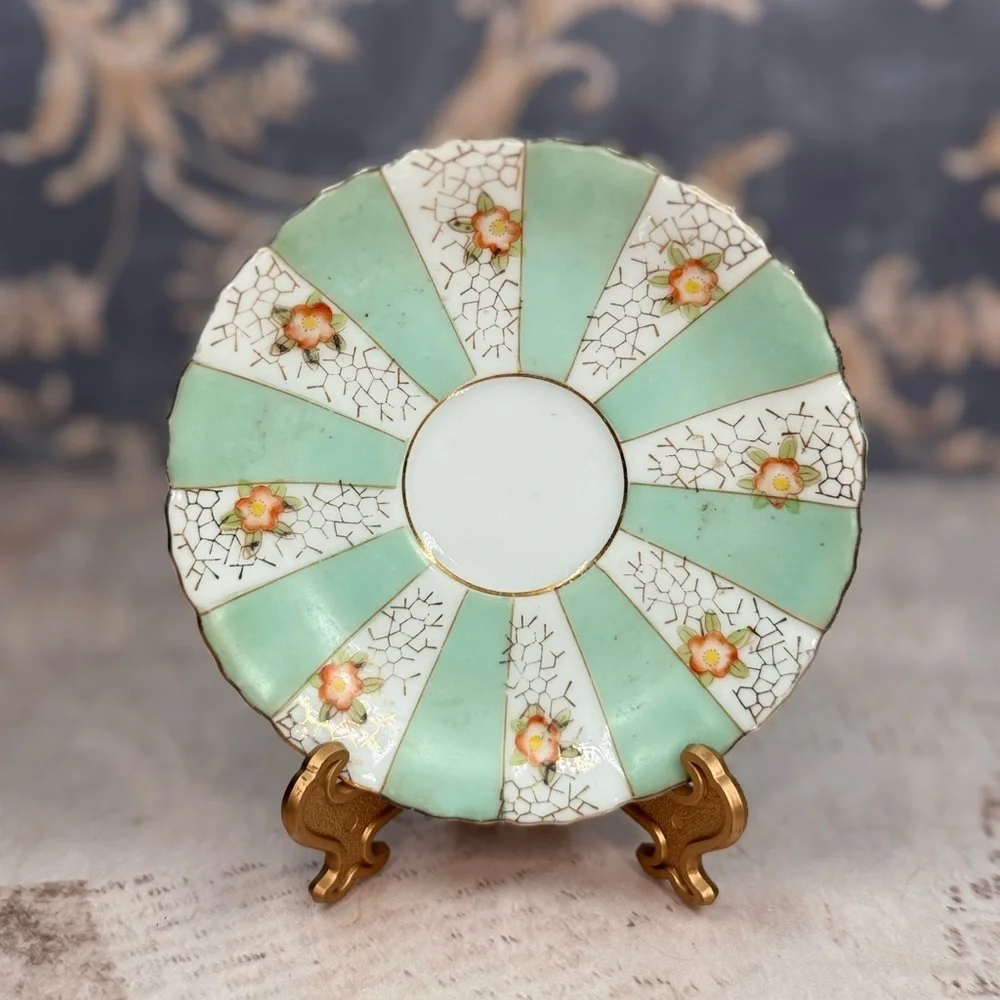 Vintage Paulux Saucer Mint Green Gold Occupied Japan